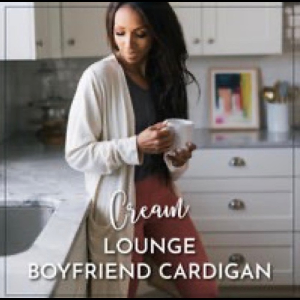 Zyia Active Cream Boyfriend Cardigan, Med